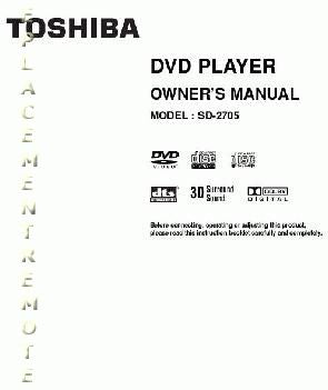 Toshiba sd2705 SER0055 DVD Player Operating Manual