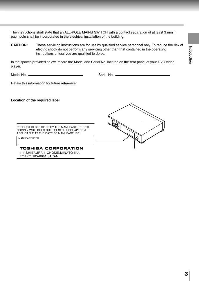 Toshiba SD1700 SD1750 SD1800 DVD Player Operating Manual