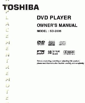 Toshiba SD2805 SD2815 SDK615 DVD Player Operating Manual