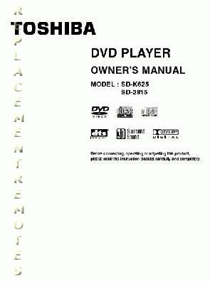 Toshiba SD2805 SD2815 SD3805 DVD Player Operating Manual