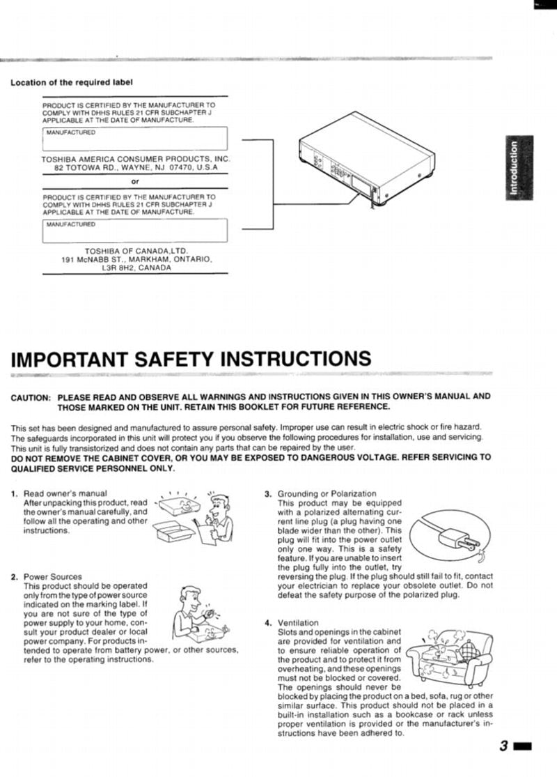 Toshiba SD3108 ser0002 DVD Player Operating Manual