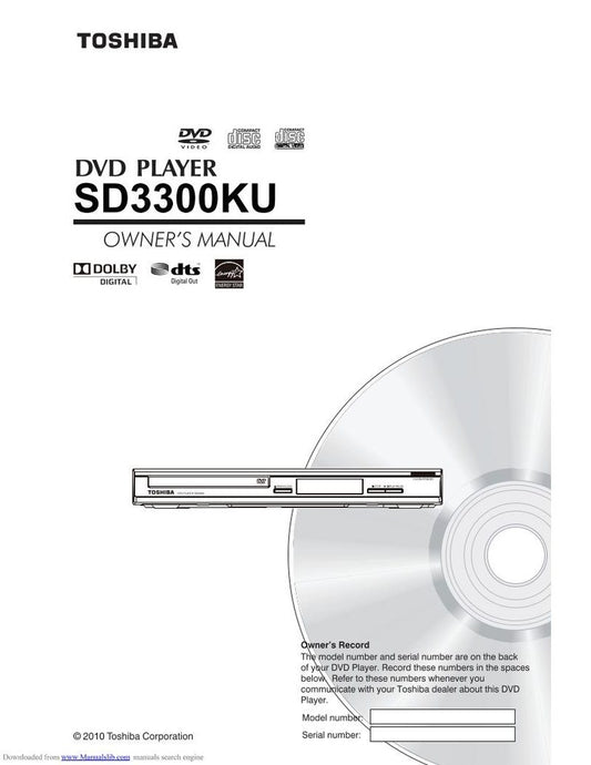 Toshiba sd3300 DVD Player Operating Manual