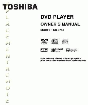 Toshiba SD3755 SER0060 DVD Player Operating Manual