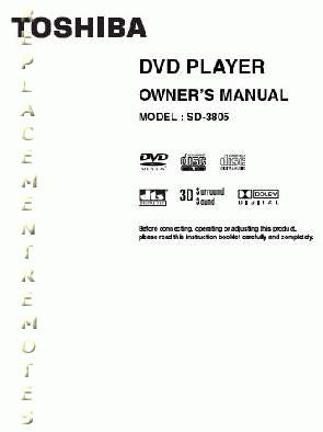 Toshiba SD2805 SD2815 SD3805 DVD Player Operating Manual