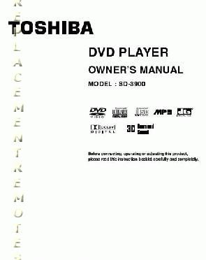 Toshiba SD3900 SER0090 SER0093 DVD Player Operating Manual