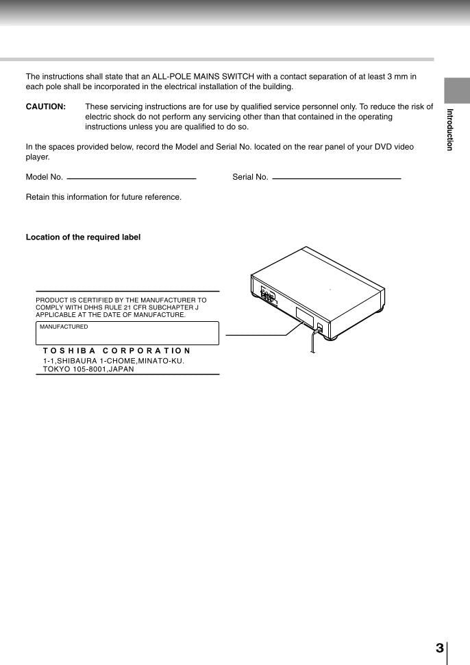 Toshiba SD400V SDK600 DVD Player Operating Manual