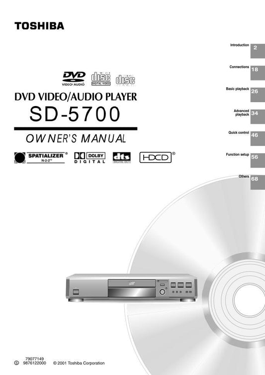 Toshiba SD5700 ser0051 DVD Player Operating Manual