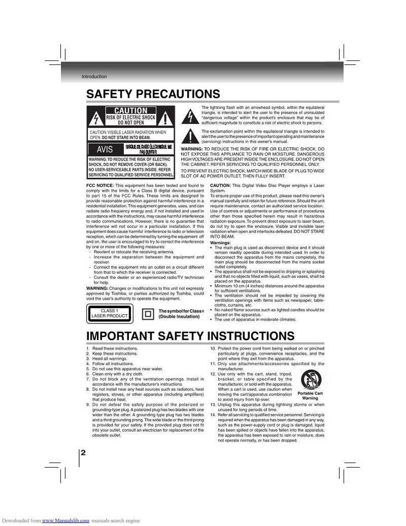 Toshiba SDK1000KU DVD Player Operating Manual