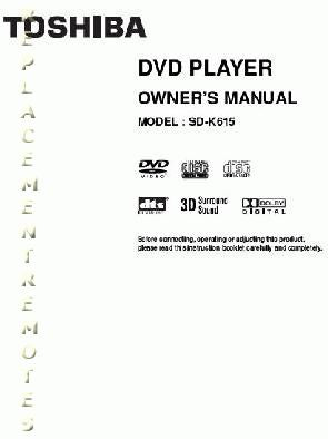 Toshiba SD2805 SD2815 SD3805 DVD Player Operating Manual