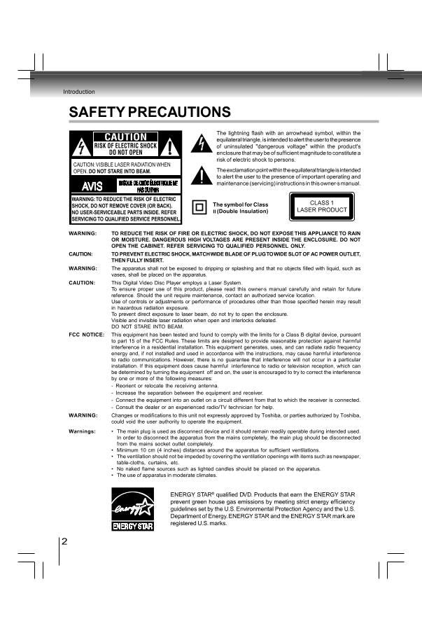 Toshiba SD7200KU SDK990KU DVD Player Operating Manual