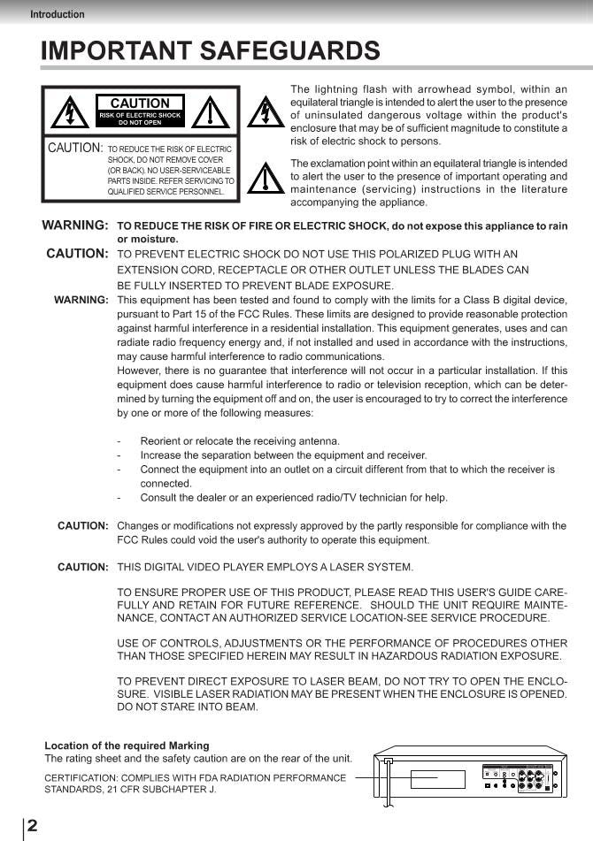 Toshiba SDV280 ser0066 DVD/VCR Combo Player Operating Manual