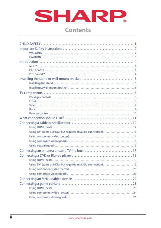 Sharp LC-32LB150U TV Operating Manual