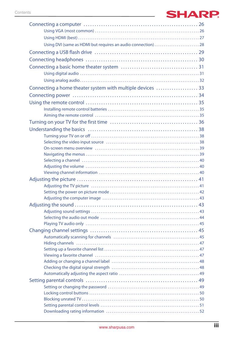 Sharp LC-32LB150U TV Operating Manual