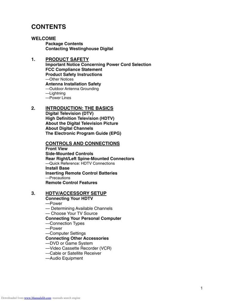 Westinghouse SK19H210S TV Operating Manual