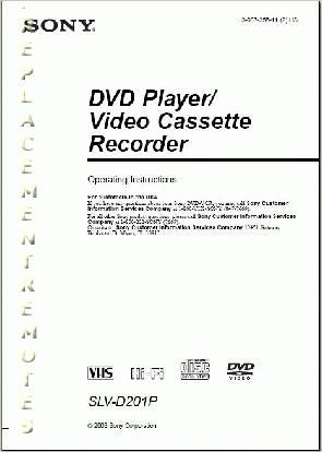 Sony SLVD201P DVD/VCR Combo Player Operating Manual