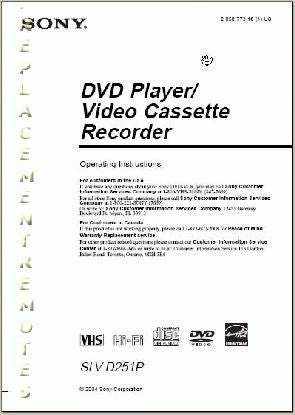 Sony SLVD251P DVD/VCR Combo Player Operating Manual