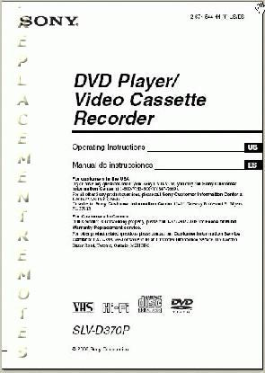 Sony SLVD370PsOM DVD/VCR Combo Player Operating Manual