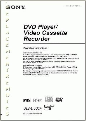 Sony SLVD500P DVD/VCR Combo Player Operating Manual