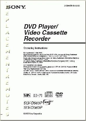 Sony SLVD360P SLVD560P DVD/VCR Combo Player Operating Manual