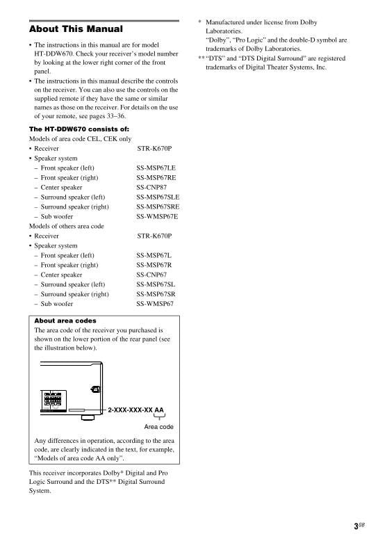 Sony STRK670 P Audio/Video Receiver Operating Manual