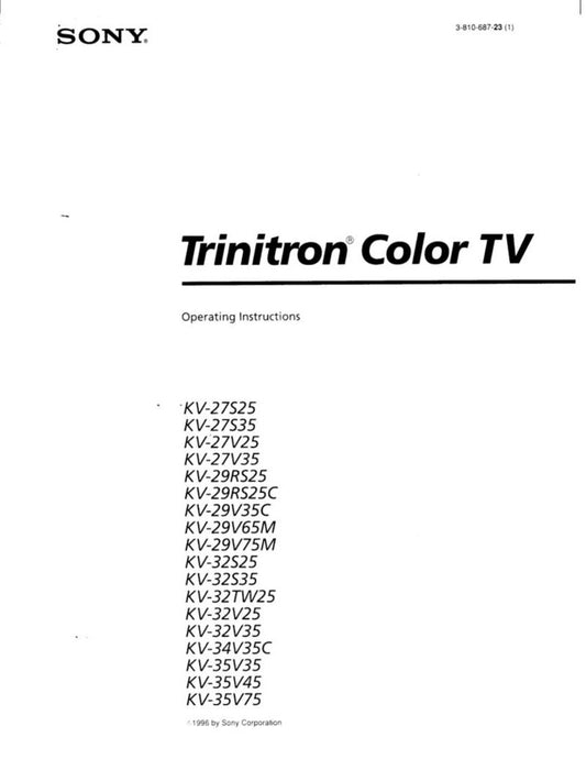 Sony 50EX1213 50VX15K 50VX2213 TV Operating Manual