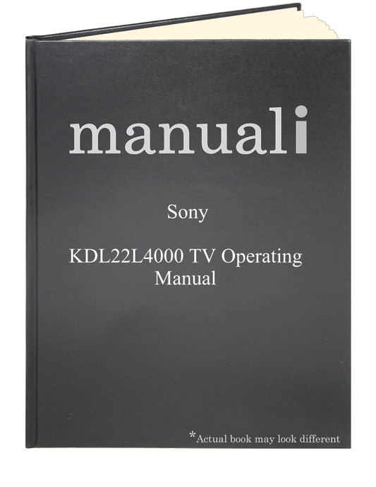 Sony KDL22L4000 TV Operating Manual