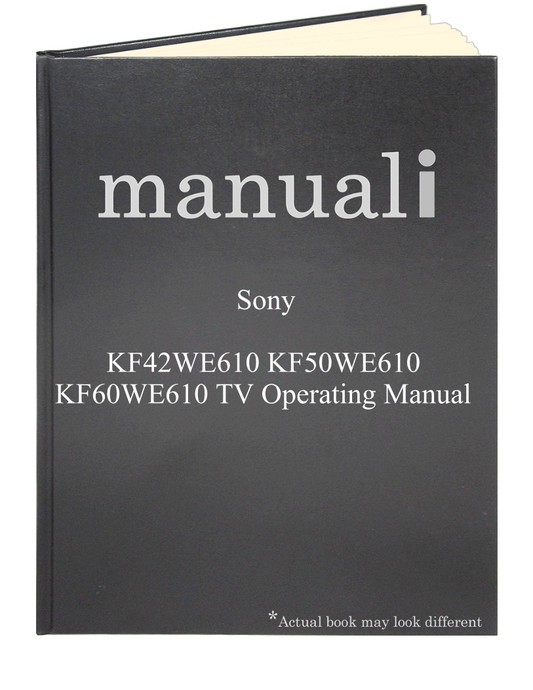 Sony KF42WE610 KF50WE610 KF60WE610 TV Operating Manual