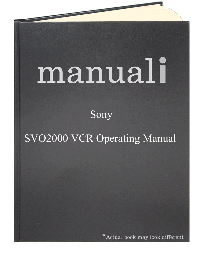 Sony SVO2000 VCR Operating Manual