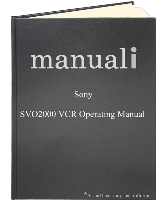 Sony SVO2000 VCR Operating Manual