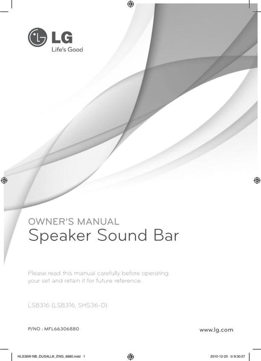 LG LSB316 Home Theater System Operating Manual