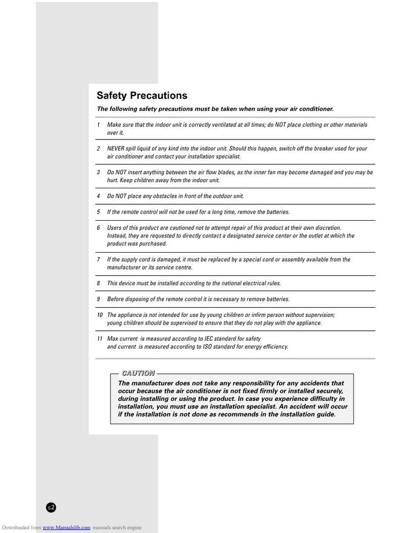 Samsung AS07A6MA AS07A8MB AS09A4ME Air Conditioner Unit Operating Manual