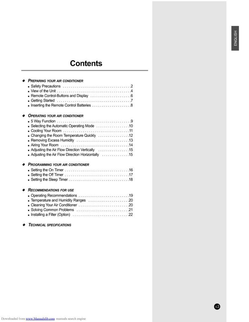 Samsung AS07A6MA AS07A8MB AS09A4ME Air Conditioner Unit Operating Manual