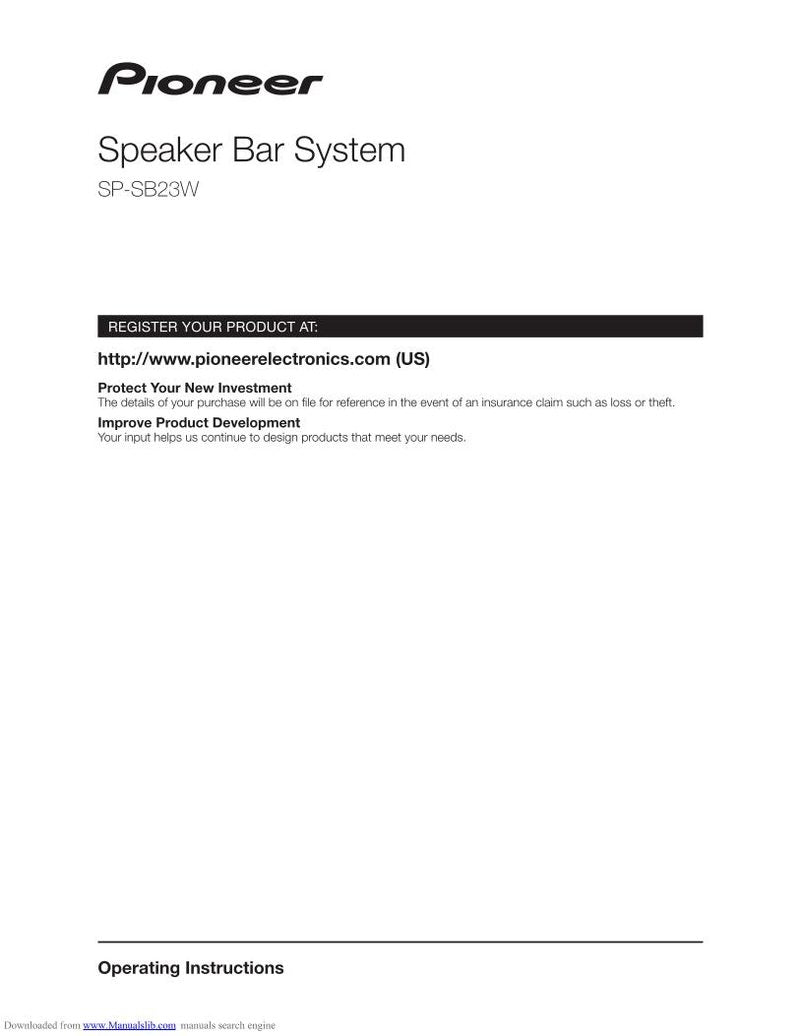 Pioneer SP-SB23 Sound Bar System Operating Manual