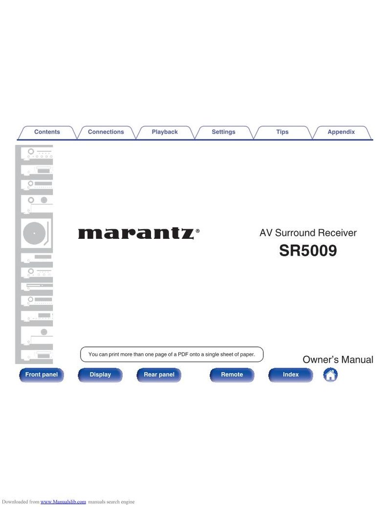 Marantz SR5009 Audio/Video Receiver Operating Manual