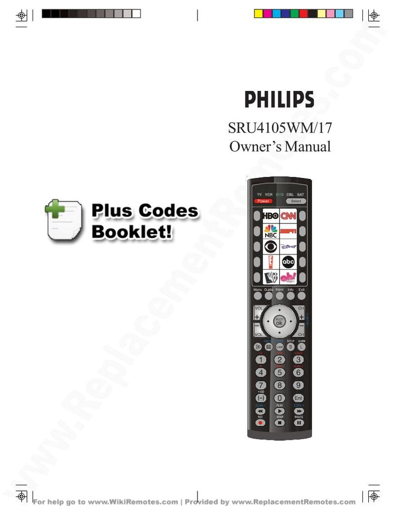 Philips SRU4105WM/17 and Codes Universal Remote Control Operating Manual