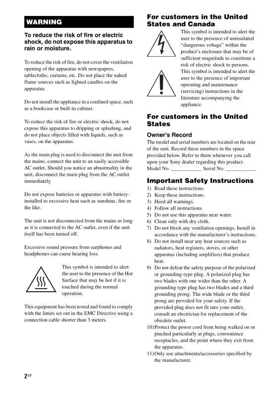 Sony STRDA5500ES Audio/Video Receiver Operating Manual