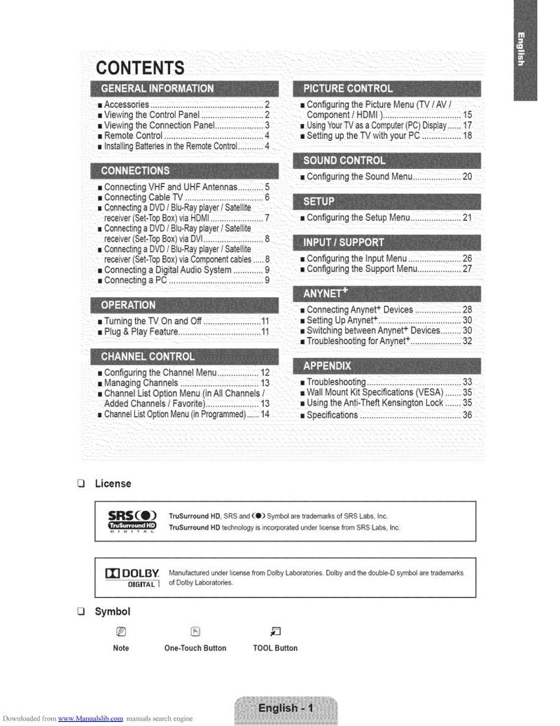 Samsung P2370 P2570 TV Operating Manual