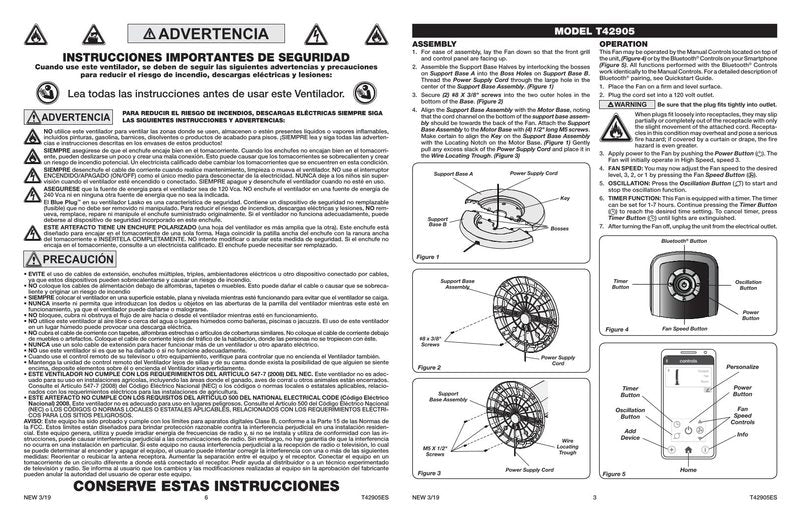 Lasko T42905 OSCILLATING TOWER Upright Fan Operating Manual