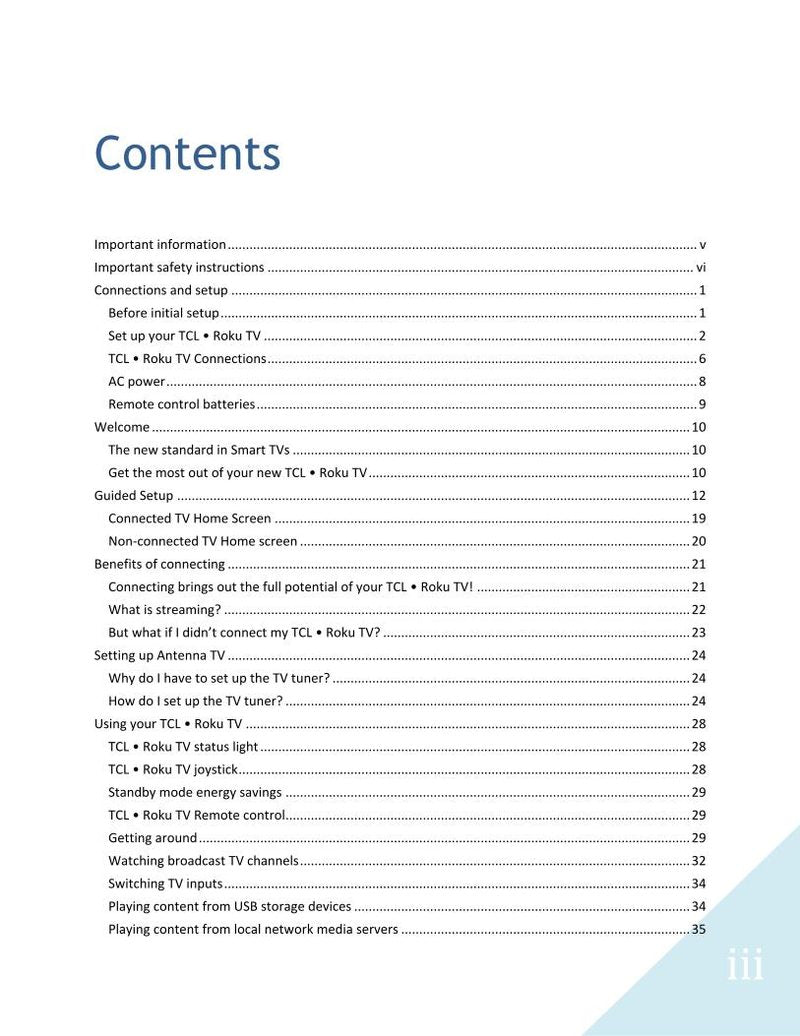 TCL 32S301 TV Operating Manual