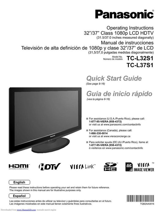 Panasonic TCL32S1 TCL37S1 TV Operating Manual