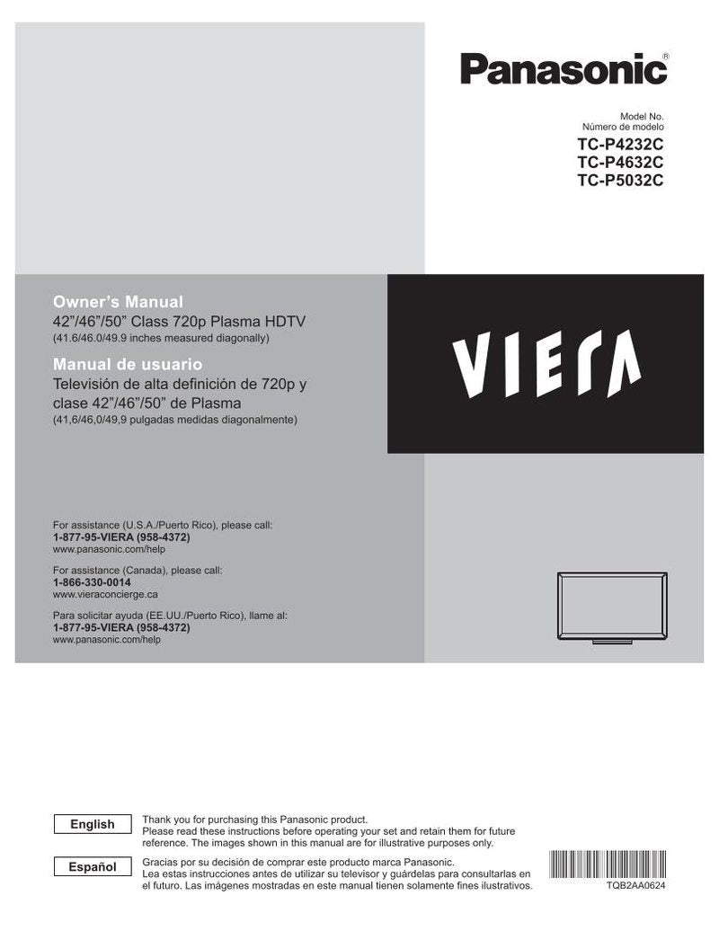 Panasonic TCP4232COM TV Operating Manual