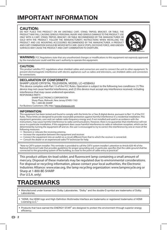 Sharp KV27FA310 TV Operating Manual