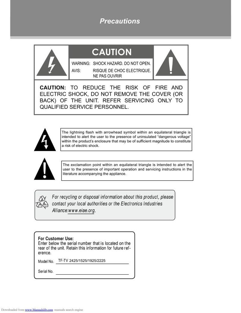 Coby TFTV2225 TV Operating Manual