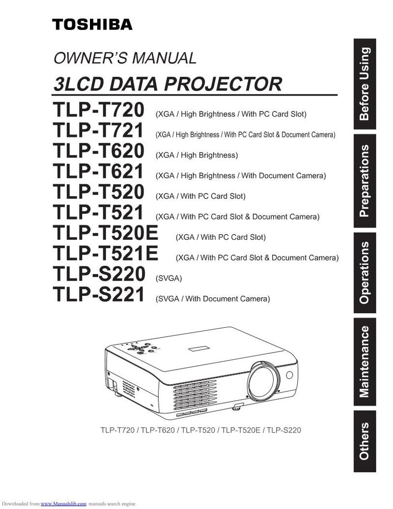 Toshiba TLPT721 Projector Operating Manual