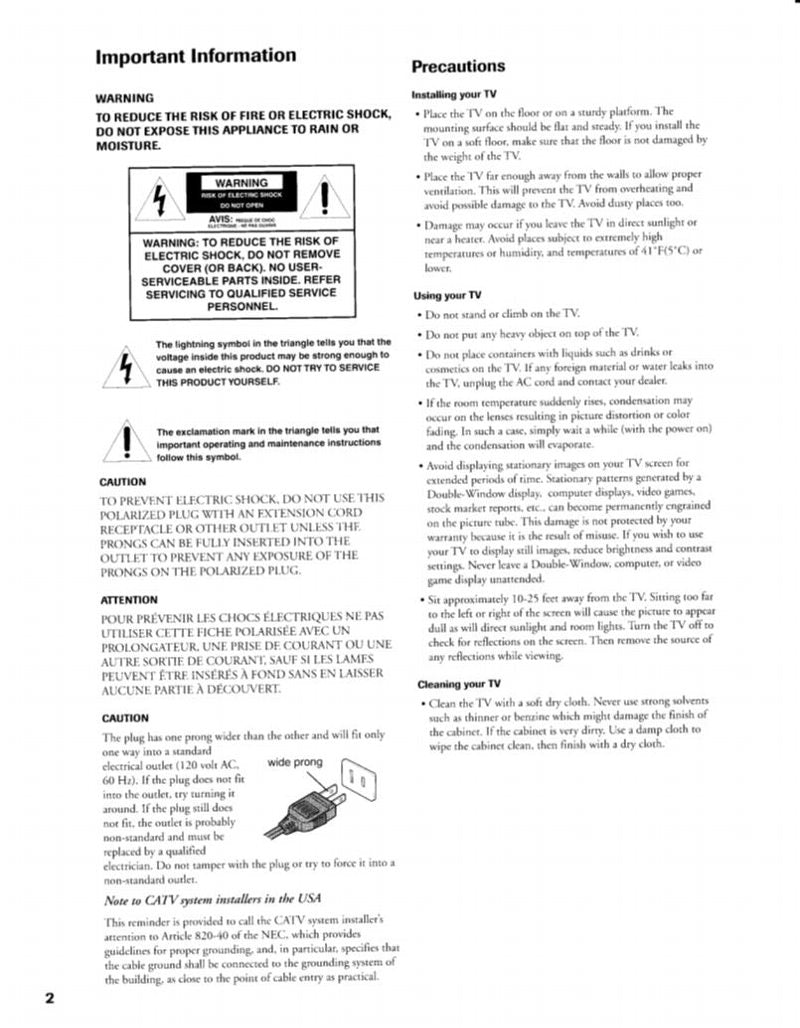 Toshiba TW56X81OM TV Operating Manual