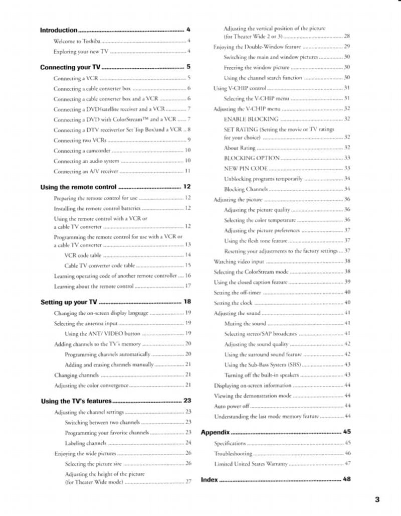 Toshiba TW56X81OM TV Operating Manual