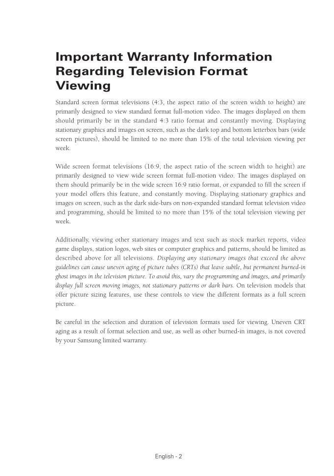 Samsung TXR3079WH TXR3080WH TV Operating Manual