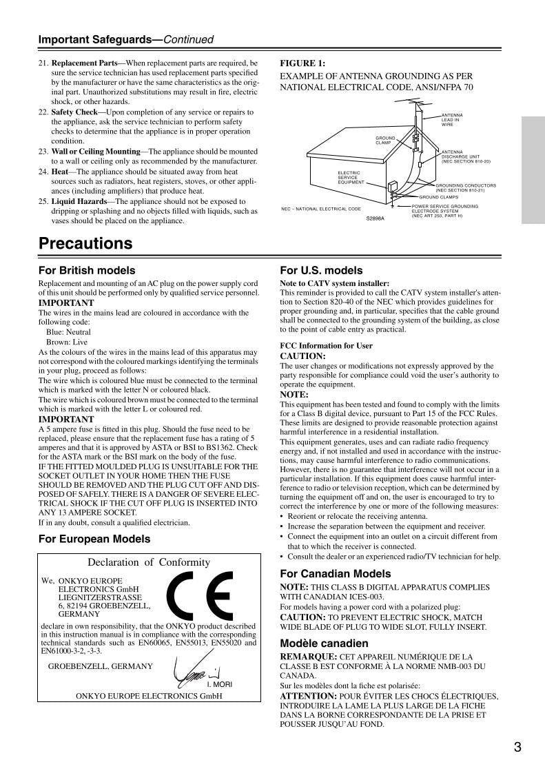 Onkyo TXSR501 Audio/Video Receiver Operating Manual