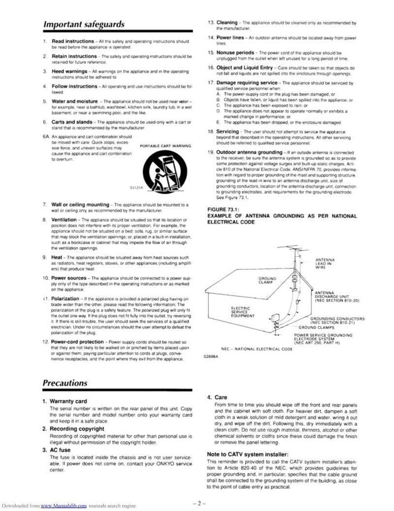 Onkyo TXSV909PRO Audio/Video Receiver Operating Manual