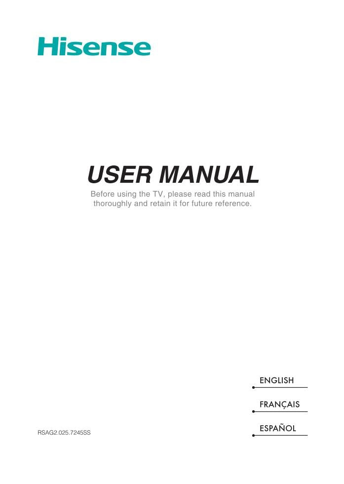 Hisense 55 U 8H 65 75 TV Operating Manual